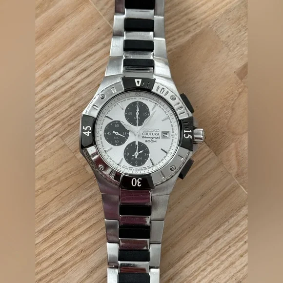 Seiko Coutura Chronograph Rare Vintage Men’s Watch 200M Stainless Bracelet Dial